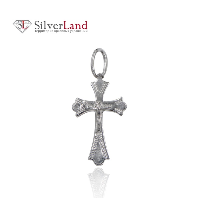 Хрестик срібний з розп'яттям Спаси та Збережи родовані Арт. с30024