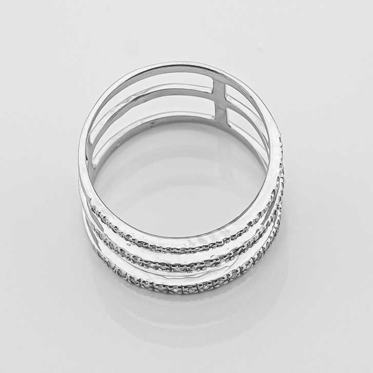 Срібне потрійне кільце Доріжки з білими фіанітами 111046-4, 18,5 розмір