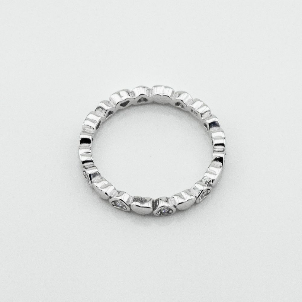 Серебряное кольцо-дорожка Сердечки с фианитами 3101932, 18,5 размер