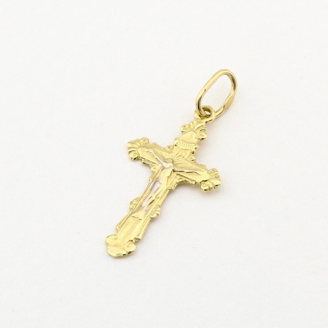 Крестик с распятием из желтого золота P13660