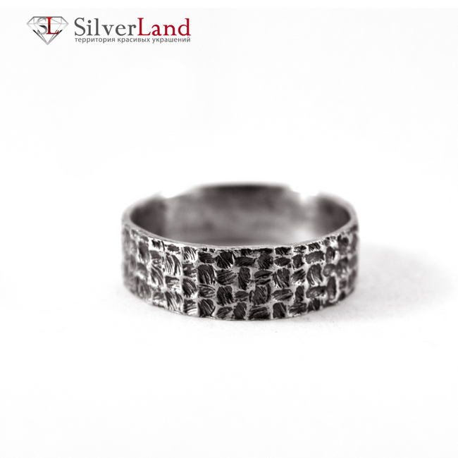 Широкое кольцо "EJ Fibers" из серебра 925 с чернением Арт. 1084EJ размер 17