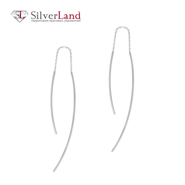 Срібні сережки-протяжки "Палички малі" родовані Арт. ms015