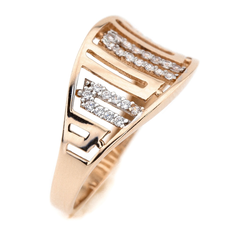 Золотое кольцо с фианитами Прямоугольники КК11144, 18 размер, 18, Белый