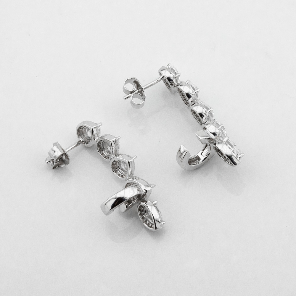 Срібні сережки Кафи Крапельки білі c121593, Білий