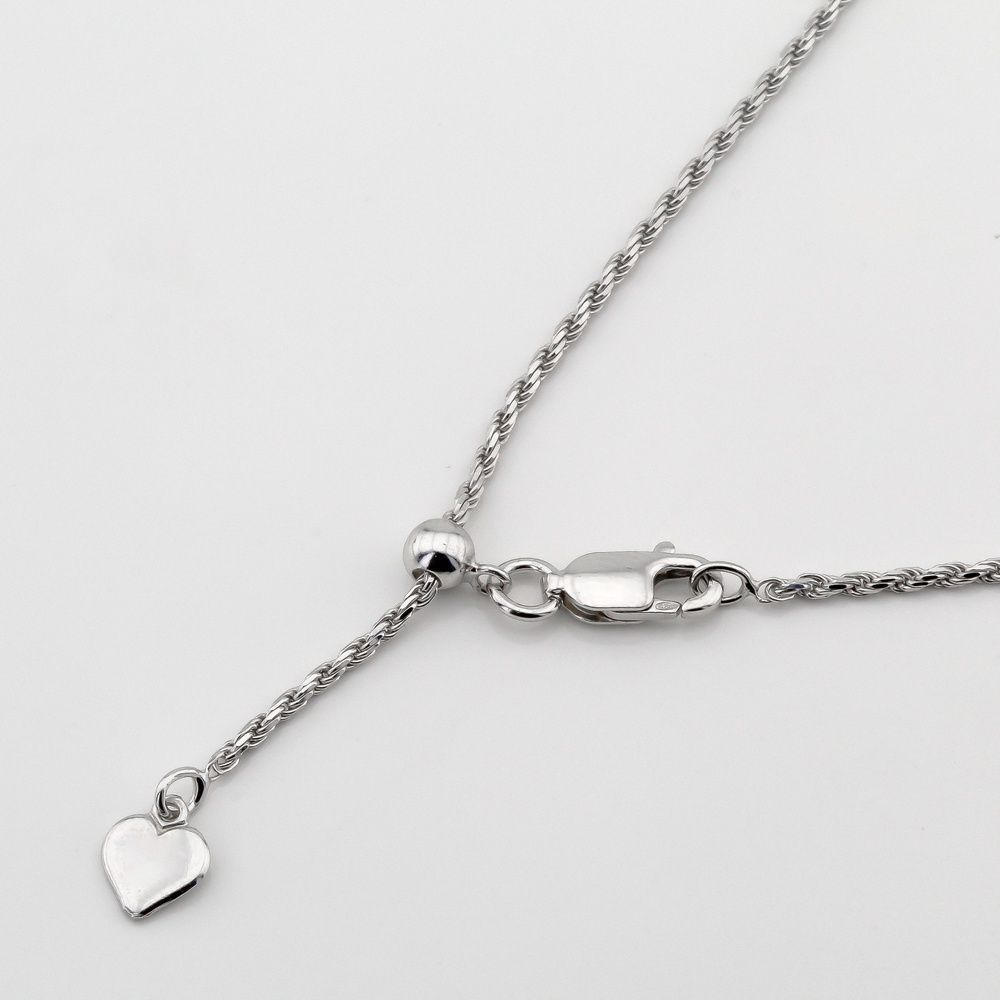 Серебряная цепочка Сердце на силиконовом регуляторе ck23128, 60 размер