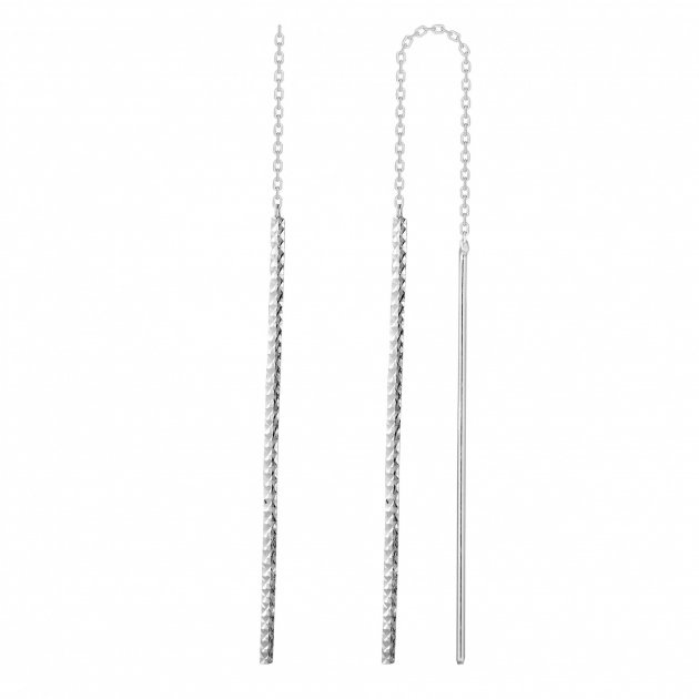 Серебряные серьги-протяжки двойные Палочки на цепи c23170-Н