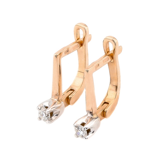 Золотые серьги с бриллиантами классические KP16592, Белый
