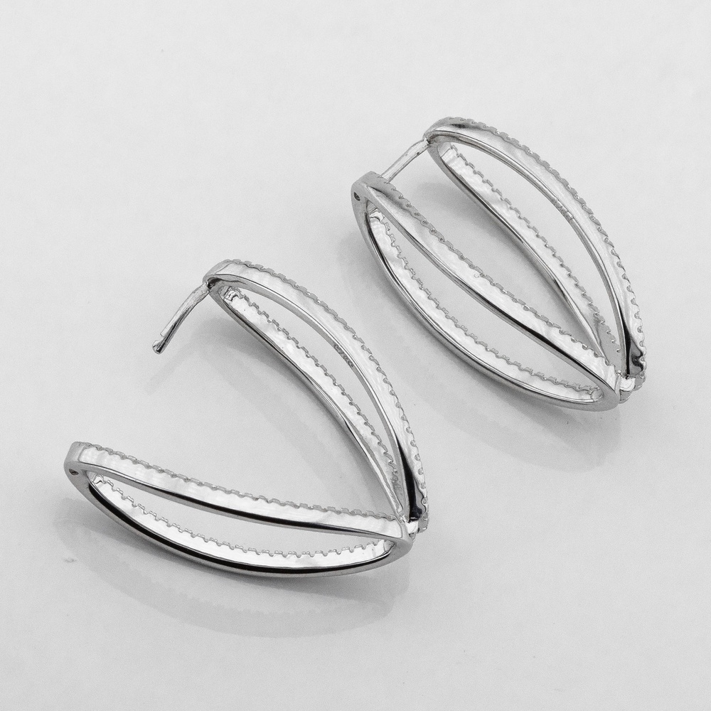 Срібні сережки Овали подвійні з фіанітами c121561