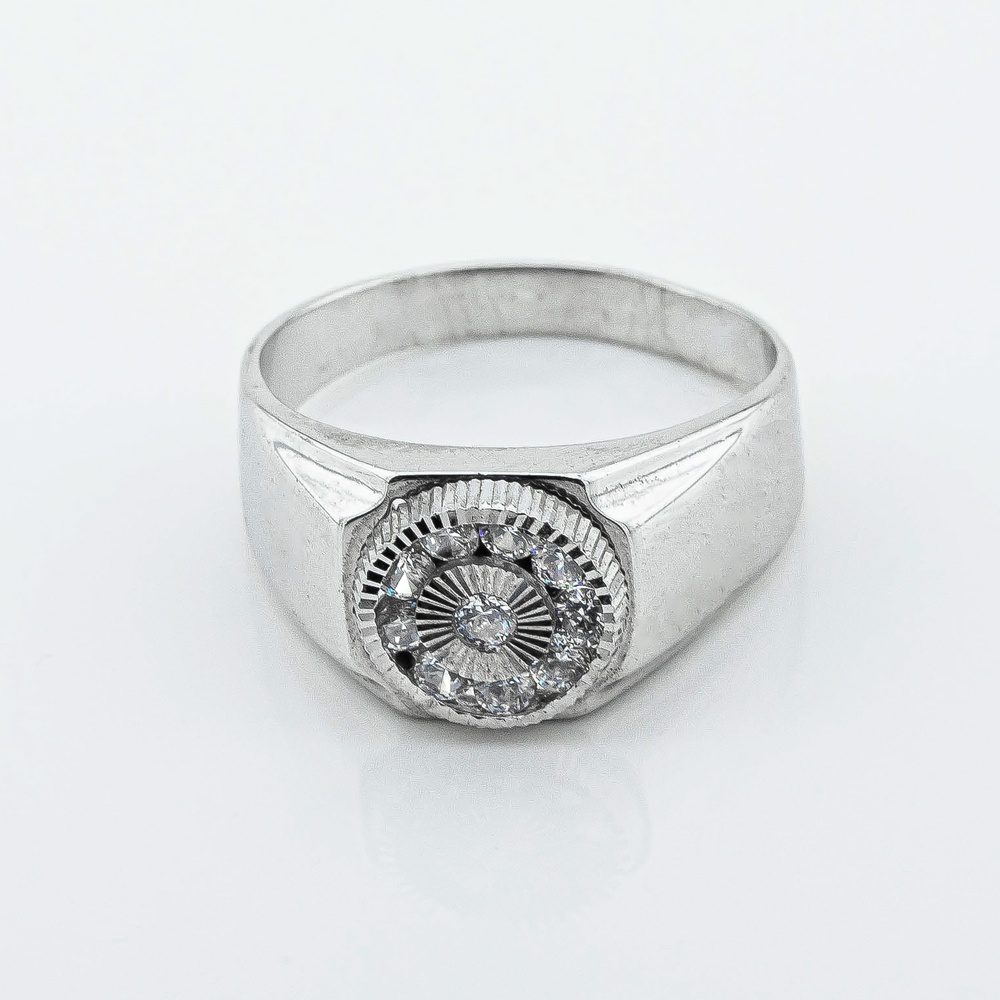 Мужское серебряное кольцо с фианитами k111896, 21,5 размер