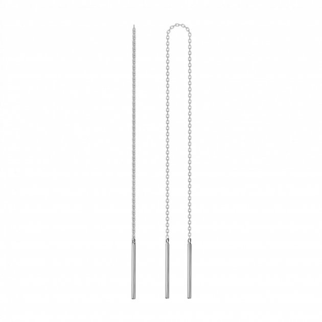 Срібні сережки-протяжки довгі подвійні ланцюжки Маятник палички c23199-Н