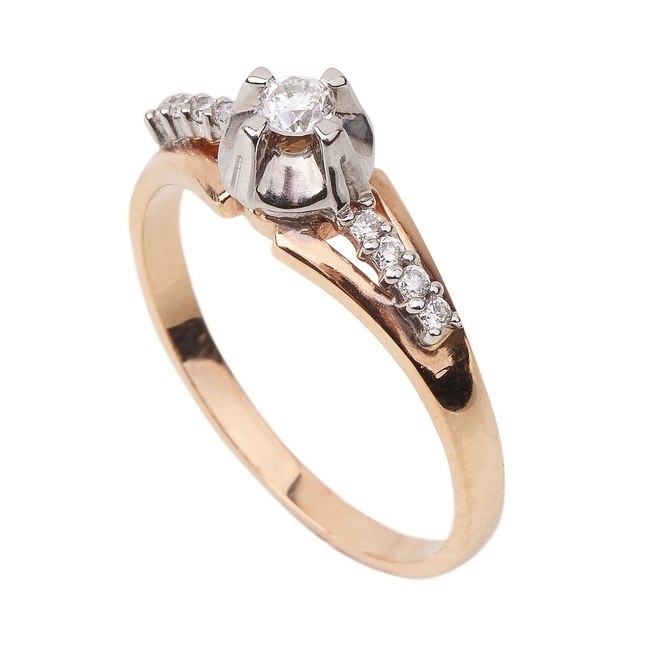 Золотое кольцо с бриллиантами женское RO06053, 16,5 размер