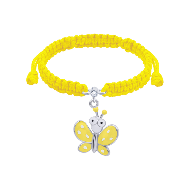 Дитячий браслет плетений Метелик з очима жовтий 4195430026050405, Жовтий, Жовтий, UmaUmi Fly