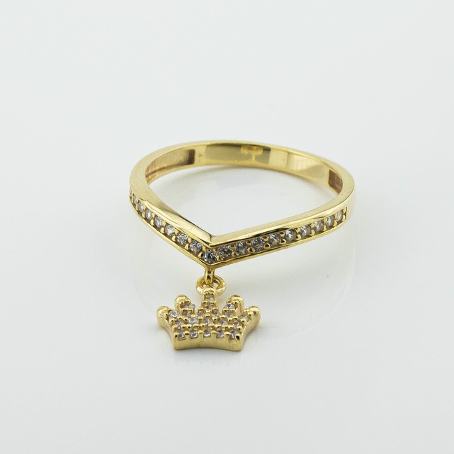 Позолоченное серебряное кольцо Корона с фианитами 3102030, 17,5 размер