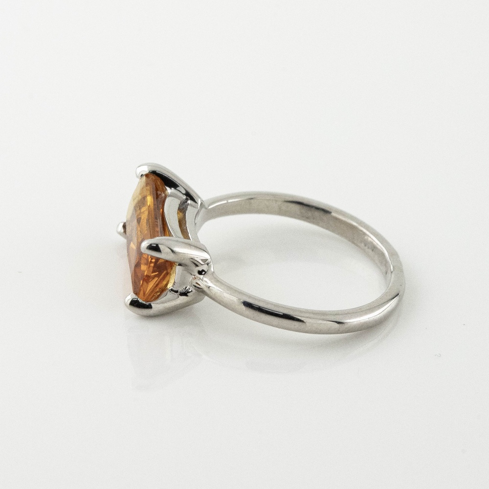 Серебряное кольцо Багет с цитрином 3101945-4citr, 16 размер