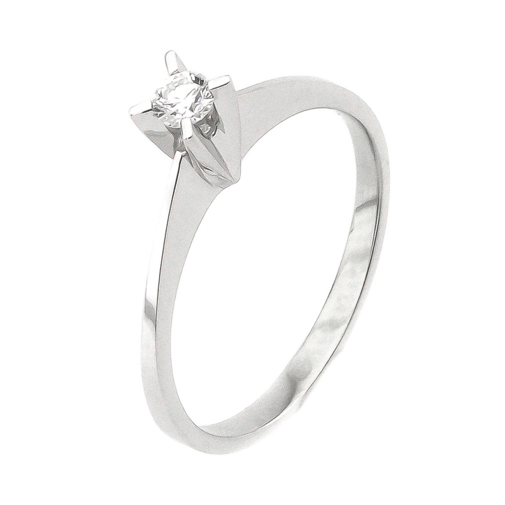 Кільце з одним діамантом з білого золота YZ6369-3, 16 розмір