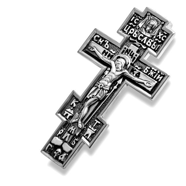 Серебряный крест нательный Восьмиконечный (малый) с чернением ксч002-DR