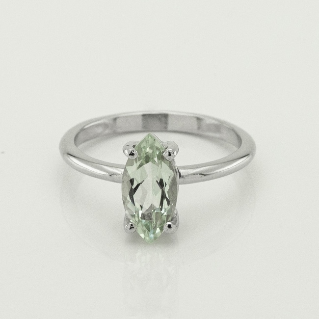 Серебряное кольцо Маркиз с зеленым кварцем 3101991-4gq, 17,5 размер
