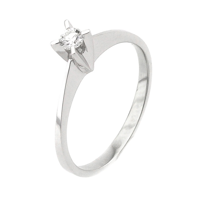 Кольцо с одним бриллиантом из белого золота YZ6369-3, 16 размер
