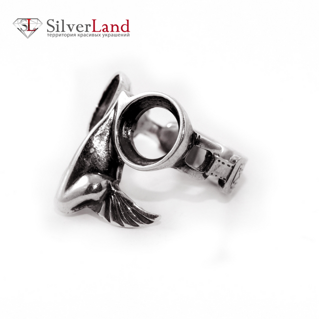 Кольцо из серебра с чернением "EJ Steam" в виде шуточной маски в стиле гранж Арт. 1028/EJ