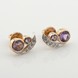 Золоті сережки-гвоздики Кружечки з аметистами та фіанітами 121024am, Фіолетовий