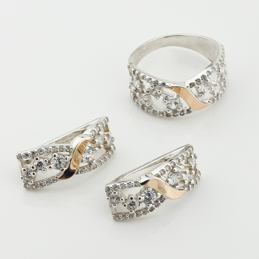 Срібні сережки з фіанітами із золотими накладками с772ф