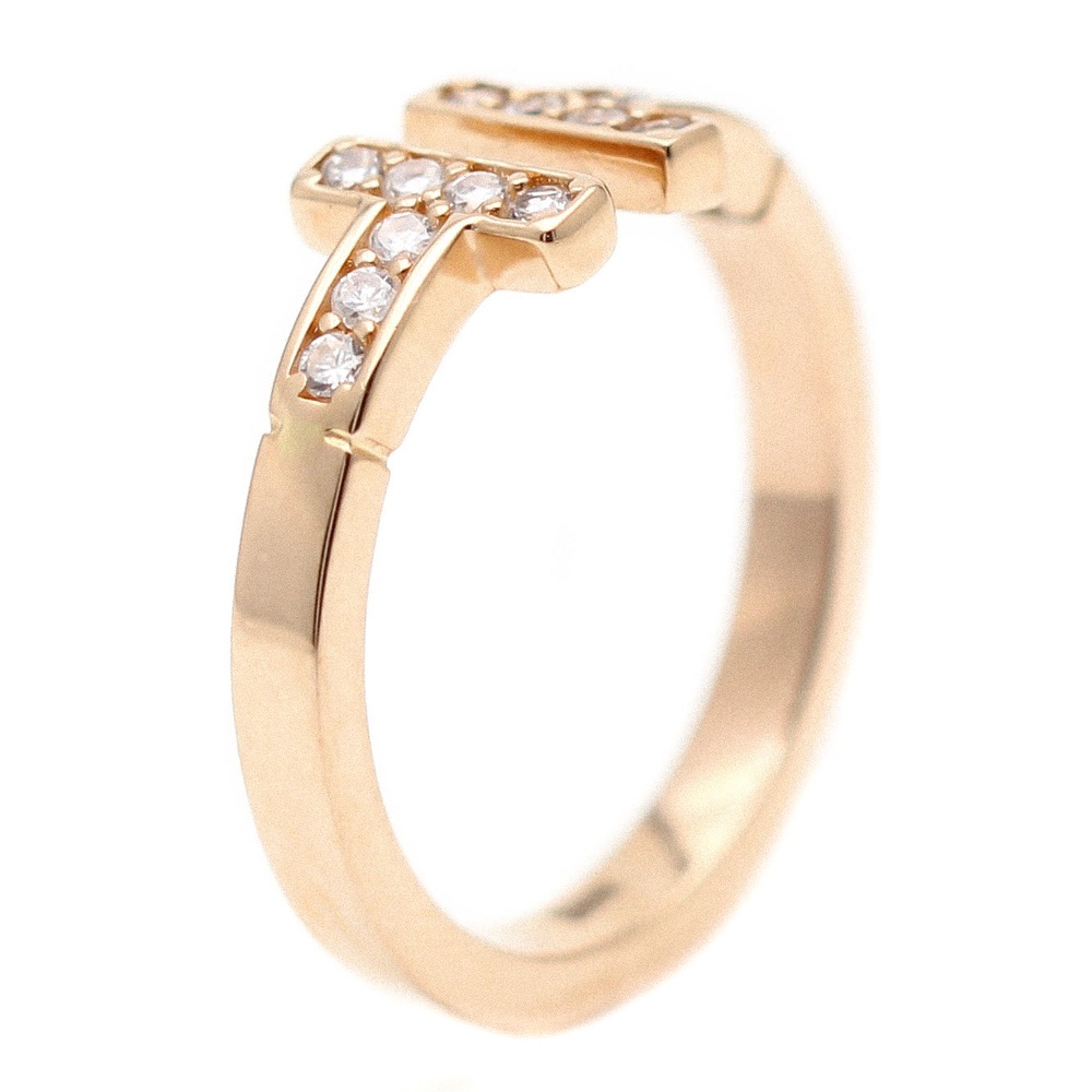 Незамкнутое золотое кольцо "Т" с белыми фианитами КК11331-1, 18,5 размер, 18-5, Белый