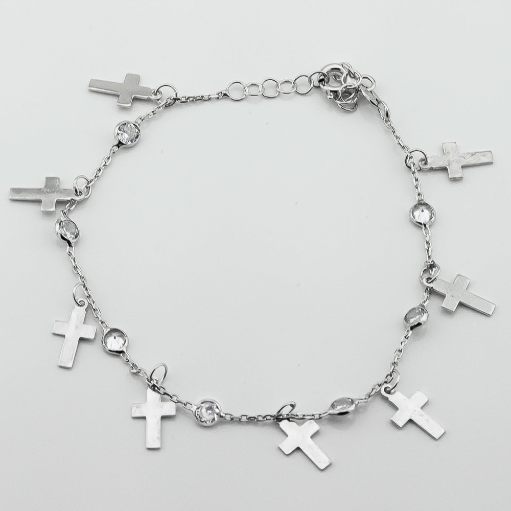 Срібний браслет з хрестиками 3501006, 16 розмір