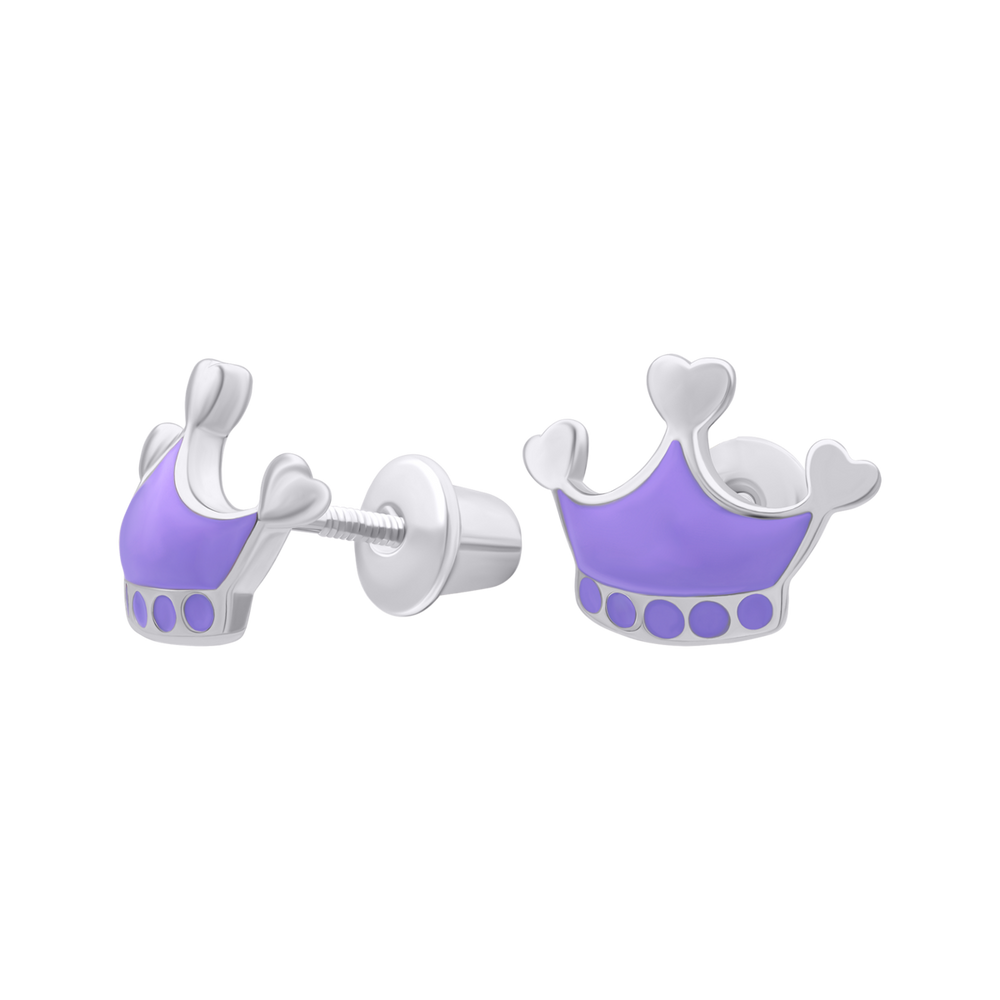 Дитячі сережки Корона фіолетова 2195557006130501, Фіолетовий, UmaUmi Symbols