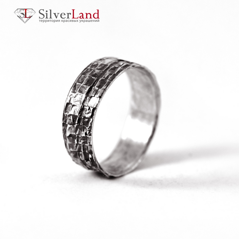 Текстурное серебряное кольцо "EJ Effort" с чернением Арт.1083EJ
