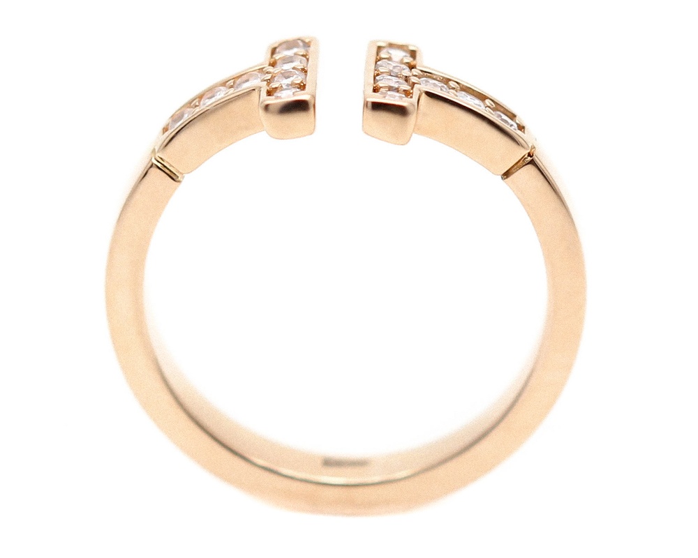 Незамкнутое золотое кольцо "Т" с белыми фианитами КК11331-1, 18,5 размер, 18-5, Белый