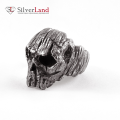 Кольцо перстень из серебра в форме деревянного черепа "EJ Wooden" Арт. 1077/EJ