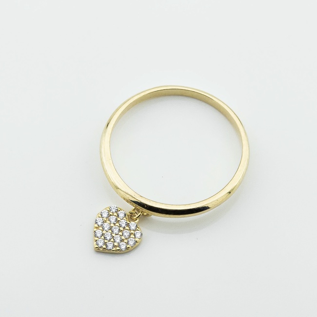 Позолоченное серебряное кольцо Сердце с фианитами с подвеской 3102029, 17 размер