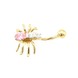 Золотий пірсинг "Павук" з рожевим та білими фіанітами (в пупок) К22019, Білий