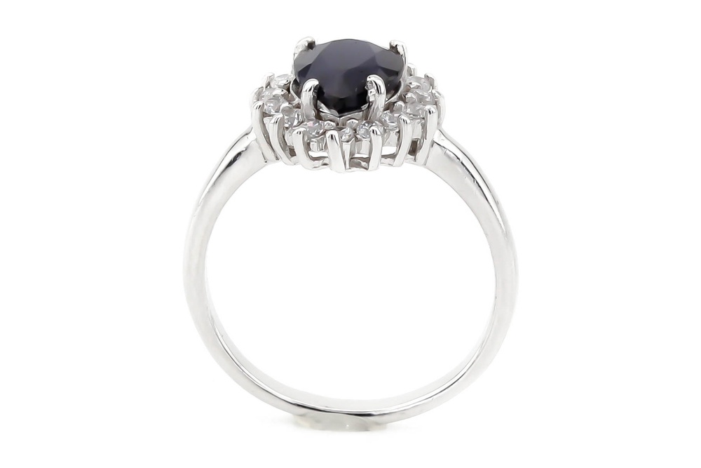 Серебряное кольцо с синим сапфиром и фианитами 9767, 18,5 размер, 18-5, Синий