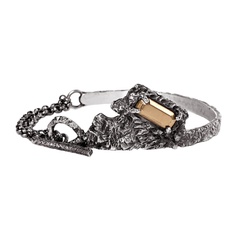Авторский серебряный браслет "EJ Grunge glamour" (Гламурный гранж) с чернением и золотом 750, Арт. 4040/EJ