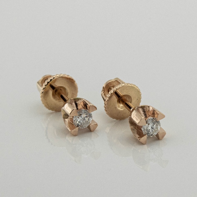 Золоті сережки-гвоздики з діамантами kp6996-1