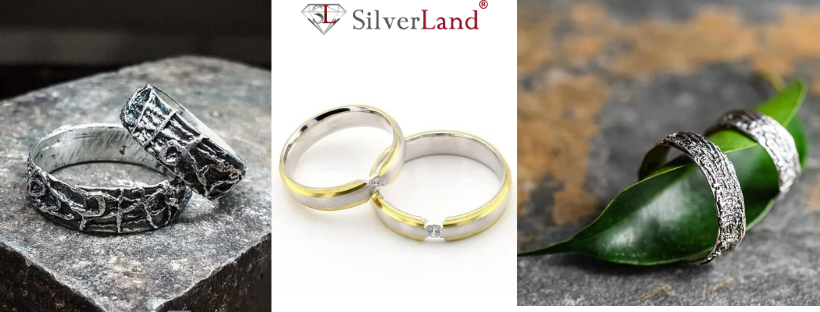Картинка серебряные кольца обручальные парные в Сильверленд