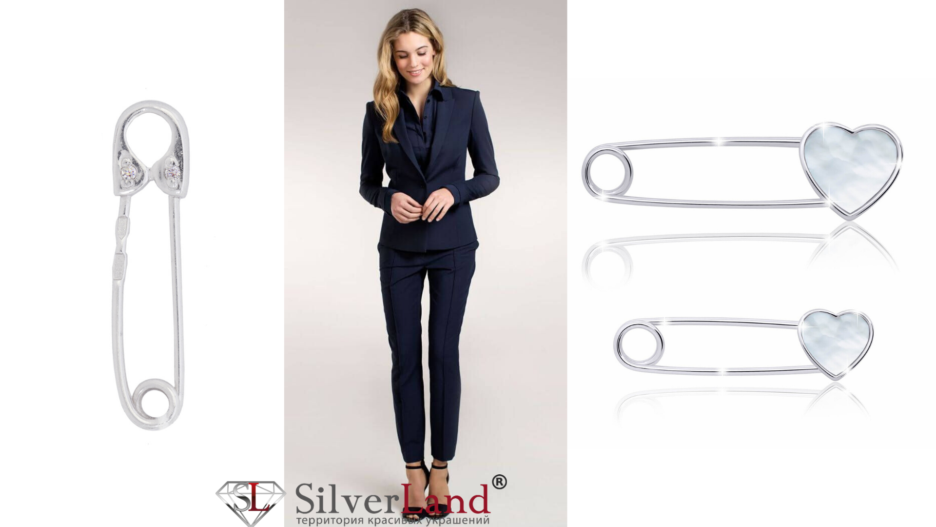 картинка серебряные украшения булавки для одежды в интернет магазине Сильверленд