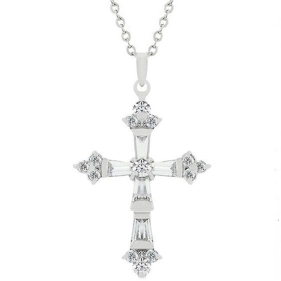 Світлина кулон хрестик зі срібла с камінням в Сільверленд