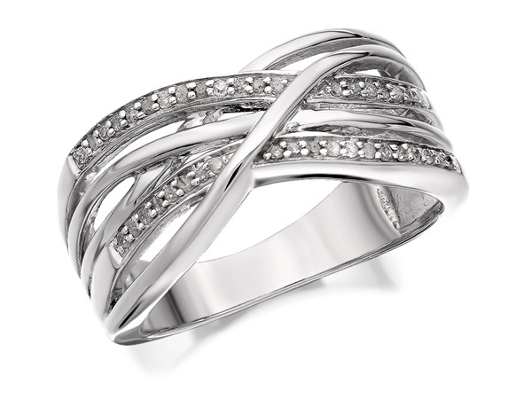 Фото серебряное кольцо плетенное инкрустированое фианитами 
